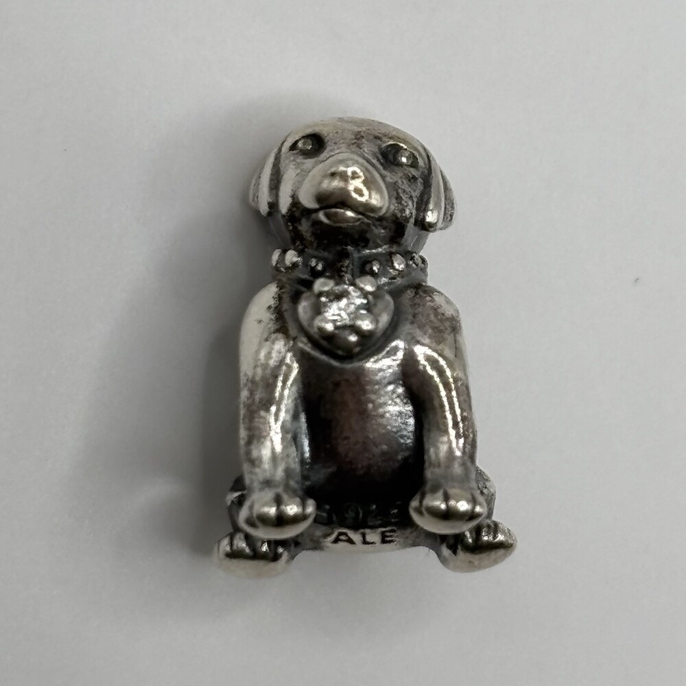 Pandora Labrador Retriever Dog Charm 925 Sterling Silver Charm w/ CZ Stone 2.47g